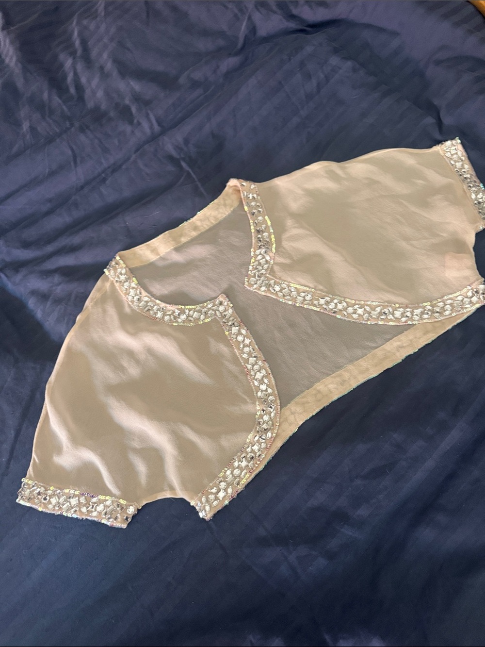 Beaded Nude Sheer Bolero Shrug